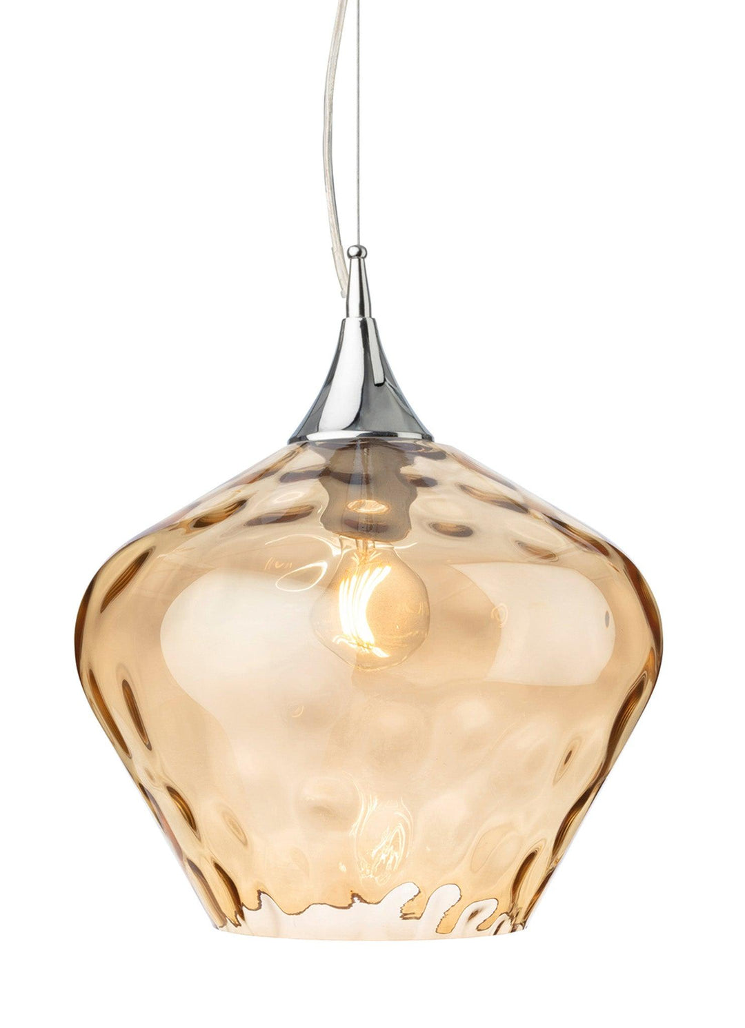 Titan Pendant Chrome with Amber Glass - Prisma Lighting