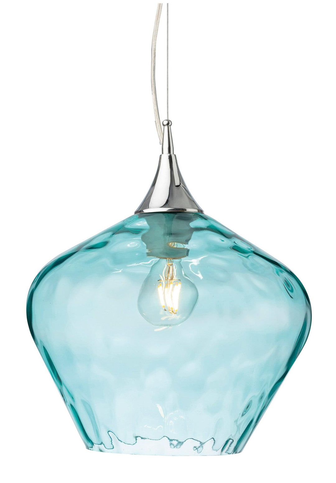 Titan Pendant Chrome with Aqua Glass - Prisma Lighting