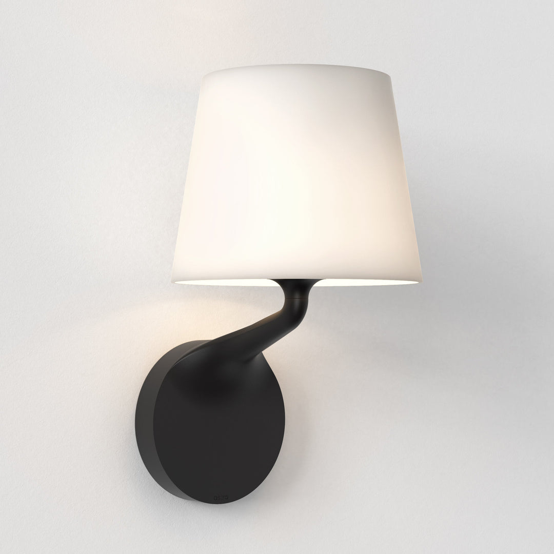 Astro Millie wall light in Matt Black with opal glass shade