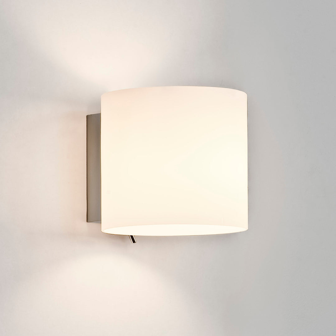 Astro Luga wall light in white opal glass with silver metal frame