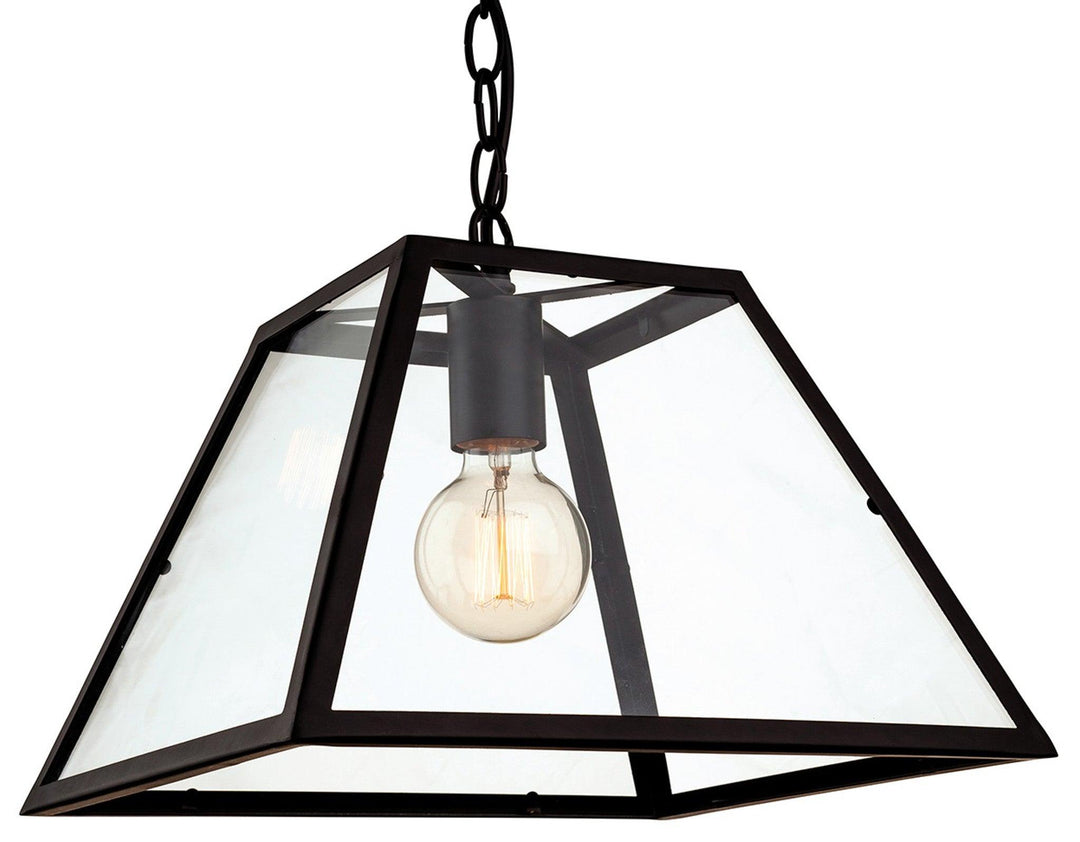 Kew 1 Light Pendant Black with Clear Glass - Prisma Lighting