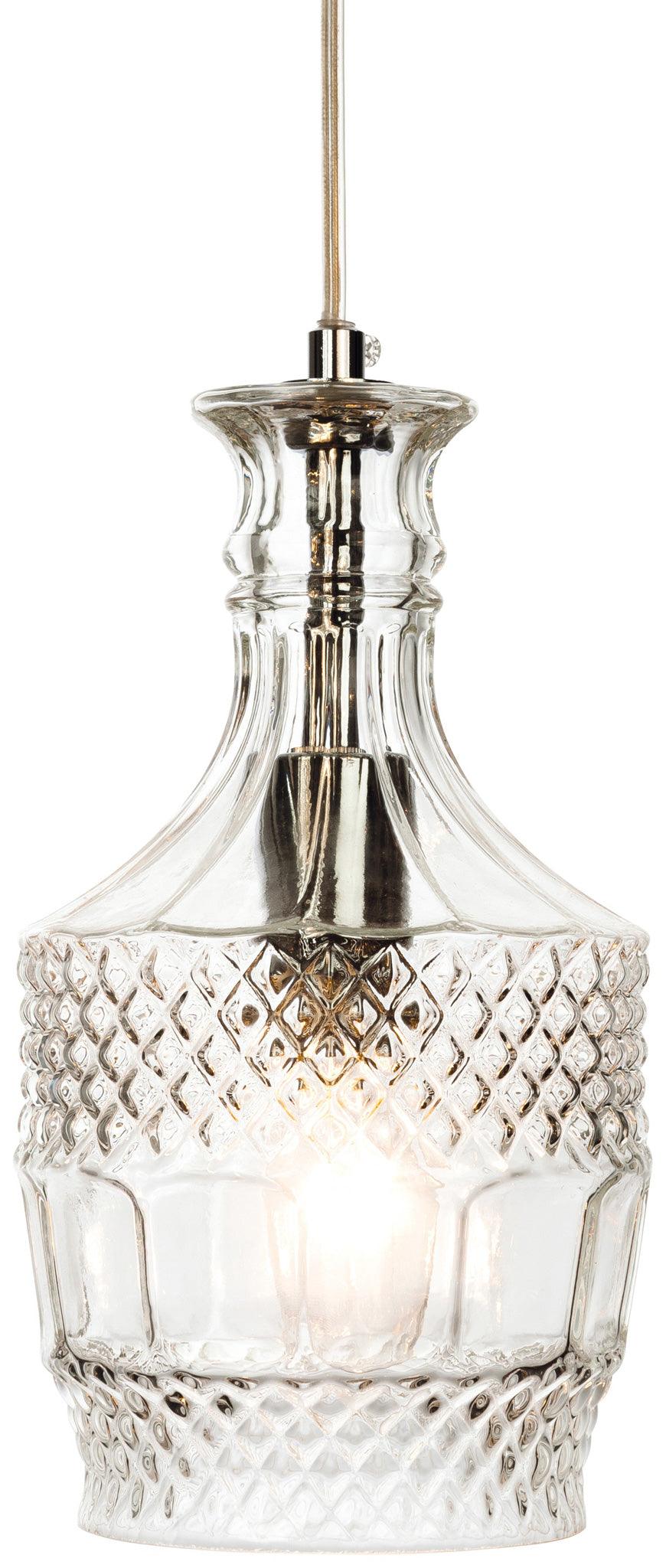 Decanter 1 Light Pendant Chrome with Clear Decorative Glass - Prisma Lighting