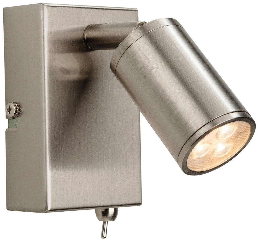 Orion LED Wall Light (Switched) Brushed Steel - Prisma Lighting