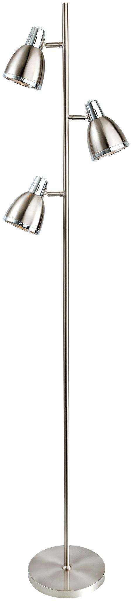 Vogue Floor Lamp Brushed Steel with Chrome - Prisma Lighting