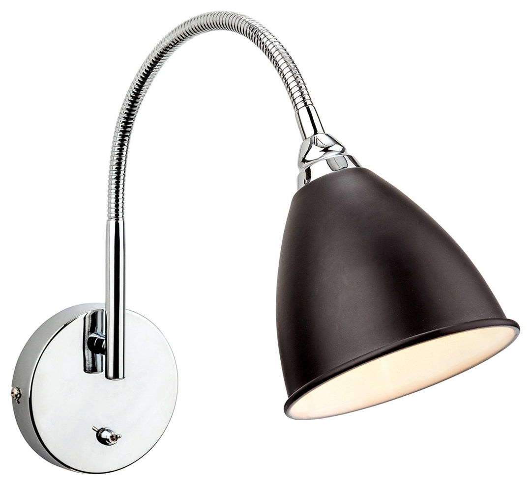 Bari Wall Light (Switched) Black with Chrome - Prisma Lighting