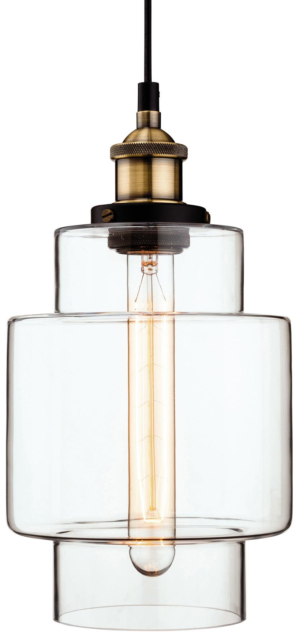 Empire Pendant Antique Brass with Clear Glass - Prisma Lighting