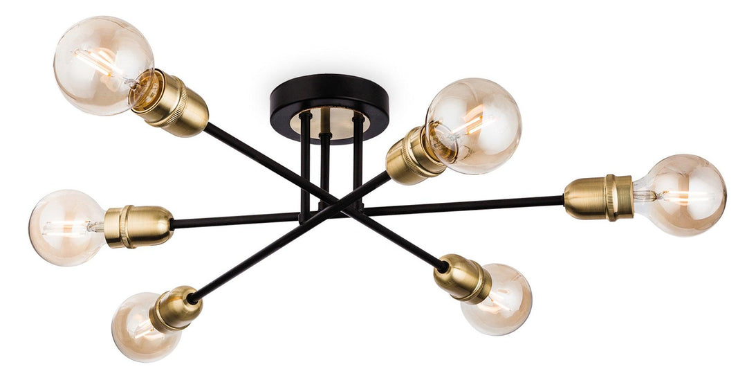 Trident Flush Fitting Black with Brushed Brass - Prisma Lighting