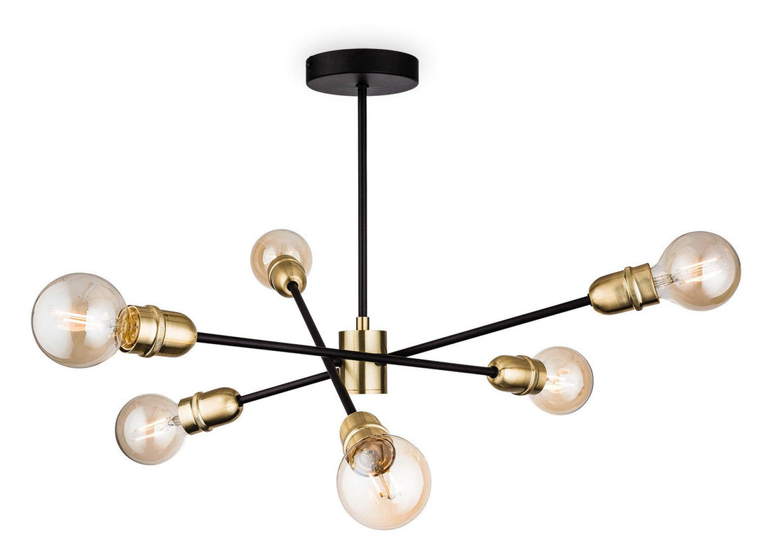 Trident Semi Flush Fitting Black with Brushed Brass - Prisma Lighting