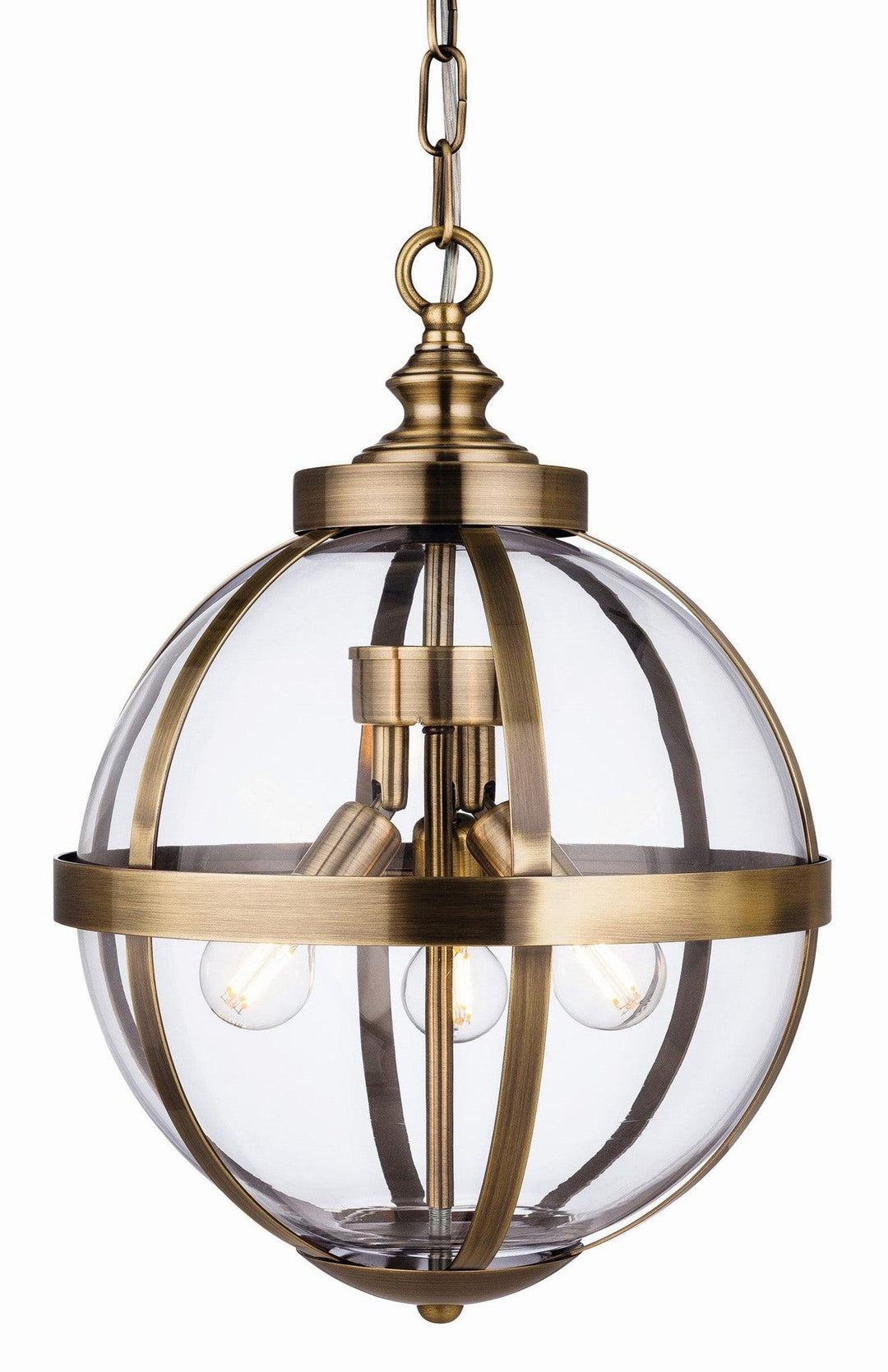 Monroe Pendant Antique Brass with Clear Glass - Prisma Lighting