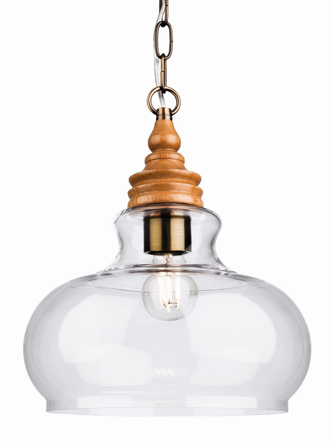 Comet Pendant Natural Wood with Clear Glass - Prisma Lighting