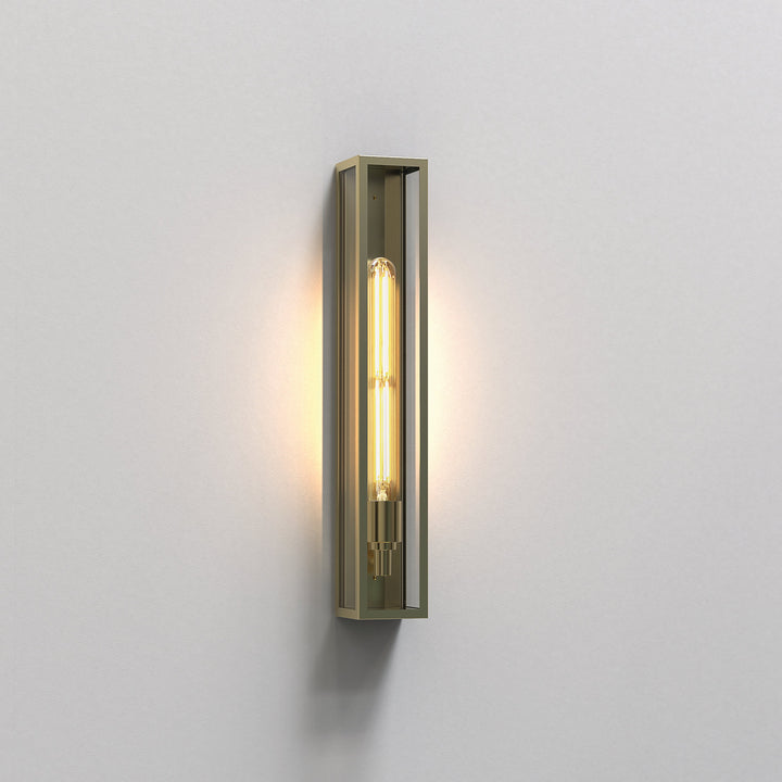Astro Harvard 500 Wall Lantern in Solid Brass, clear glass panels