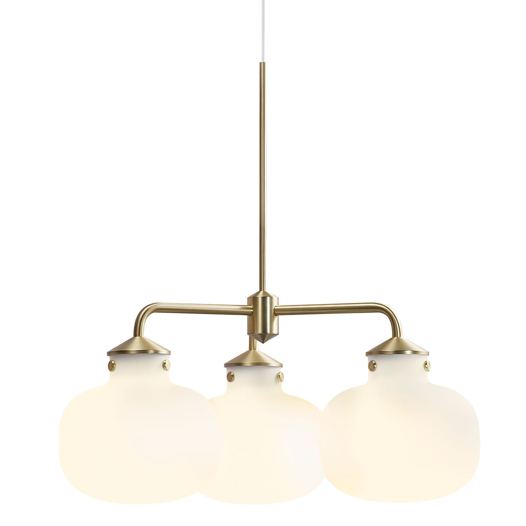 Raito 3 Arm Pendant Light/Brass White Brass