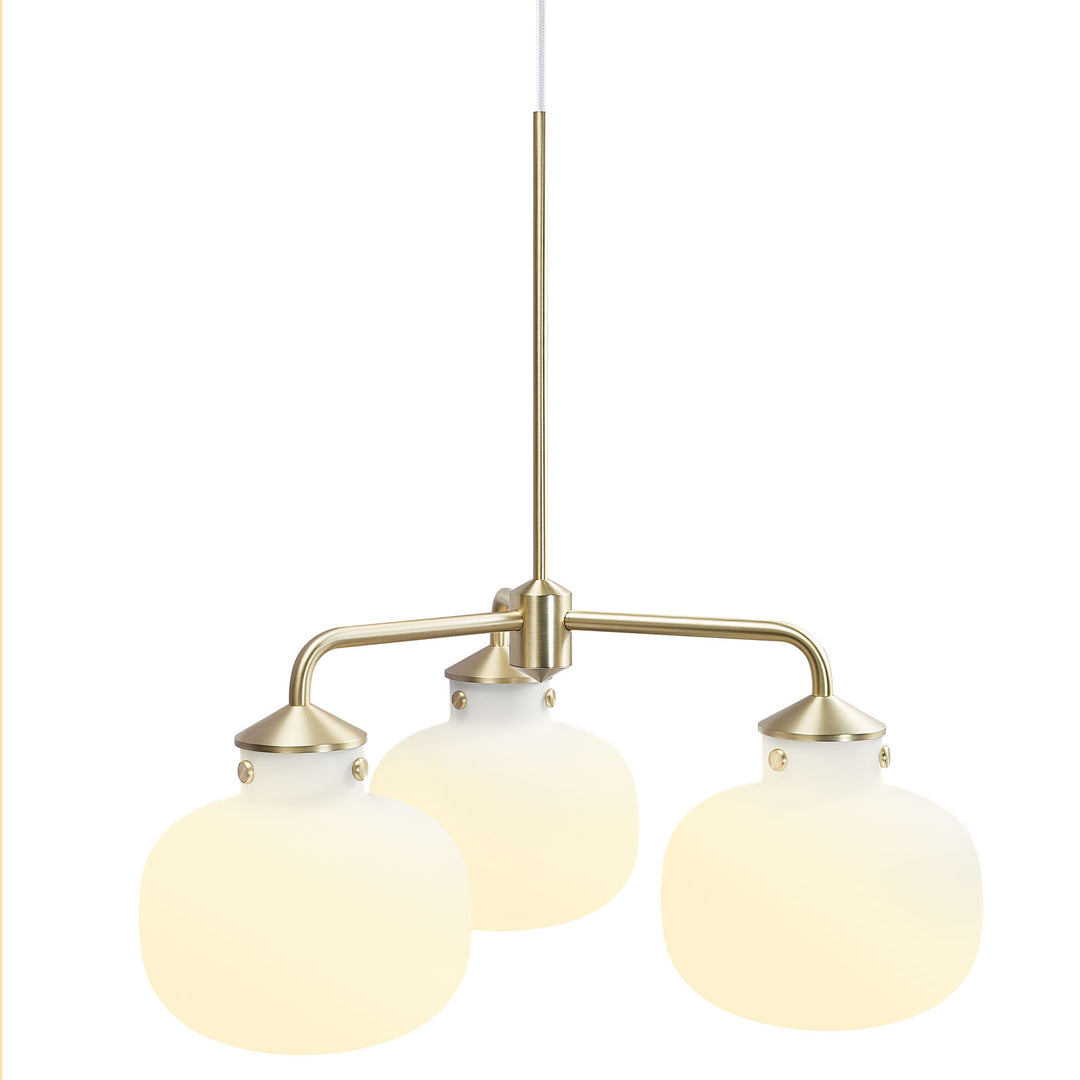 Raito 3 Arm Pendant Light/Brass White Brass