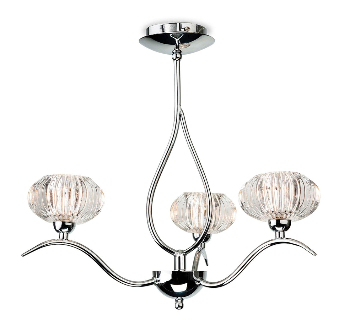 Lisbon 3 Light Flush Fitting Chrome with Clear Decorative Glass - Prisma Lighting