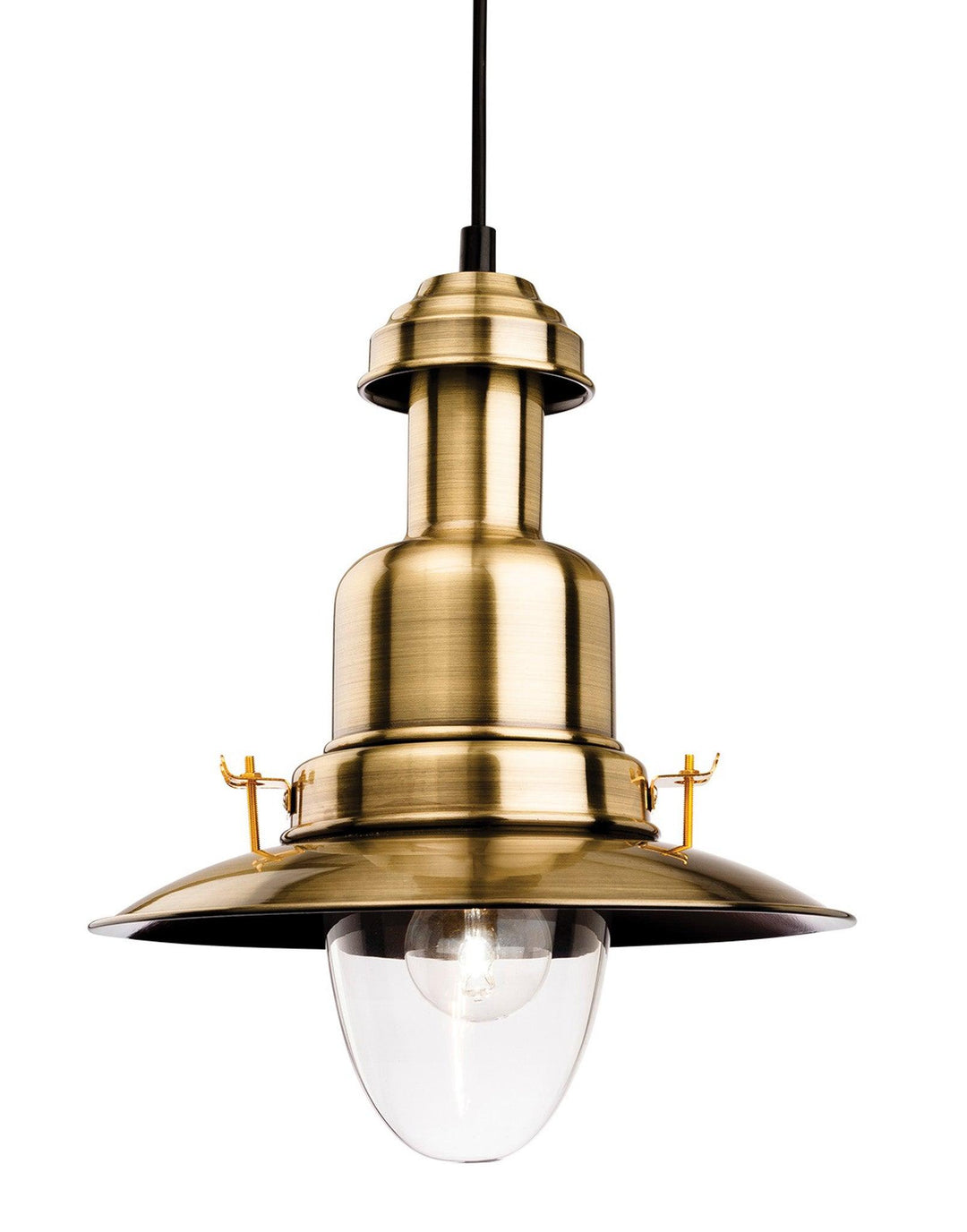 Classic Fisherman Pendant Antique Brass with Clear Glass - Prisma Lighting