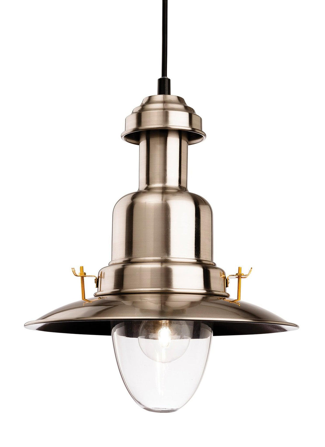 Classic Fisherman Pendant Brushed Steel with Clear Glass - Prisma Lighting