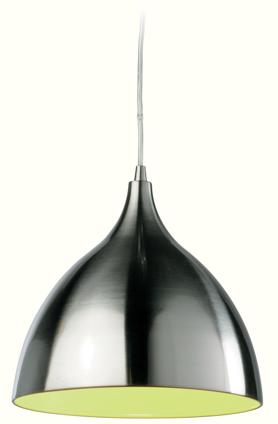 Cafe Pendant Brushed Steel with Green Inside - Prisma Lighting