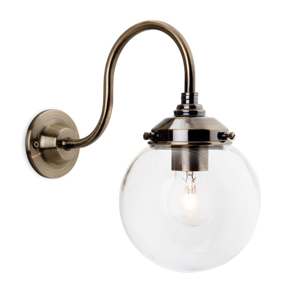 Victoria Wall Light Antique Brass with Clear Glass - Prisma Lighting