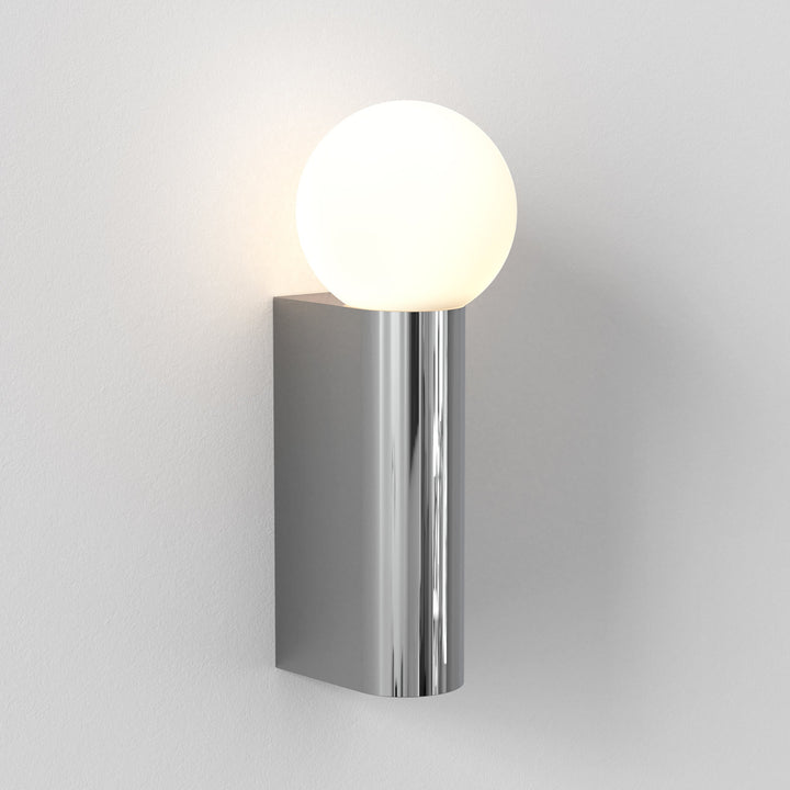 Astro Ortona Single wall light in Polished Chrome with opal glass globe