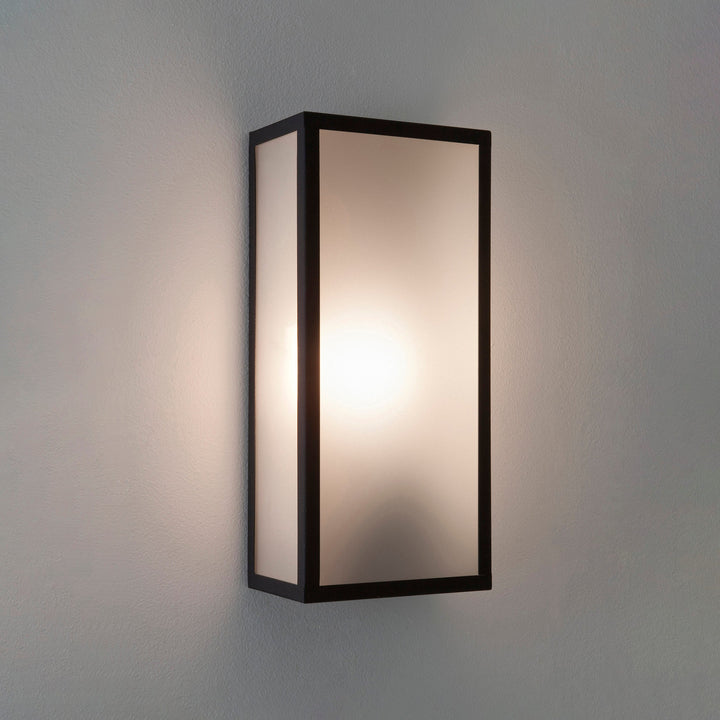 Astro Messina Sensor wall light in Textured Black with frosted glass diffuser and motion sensor