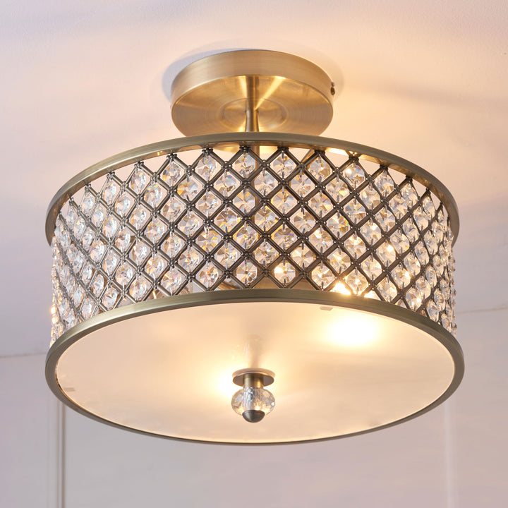 Hudson 3lt semi flush Brass