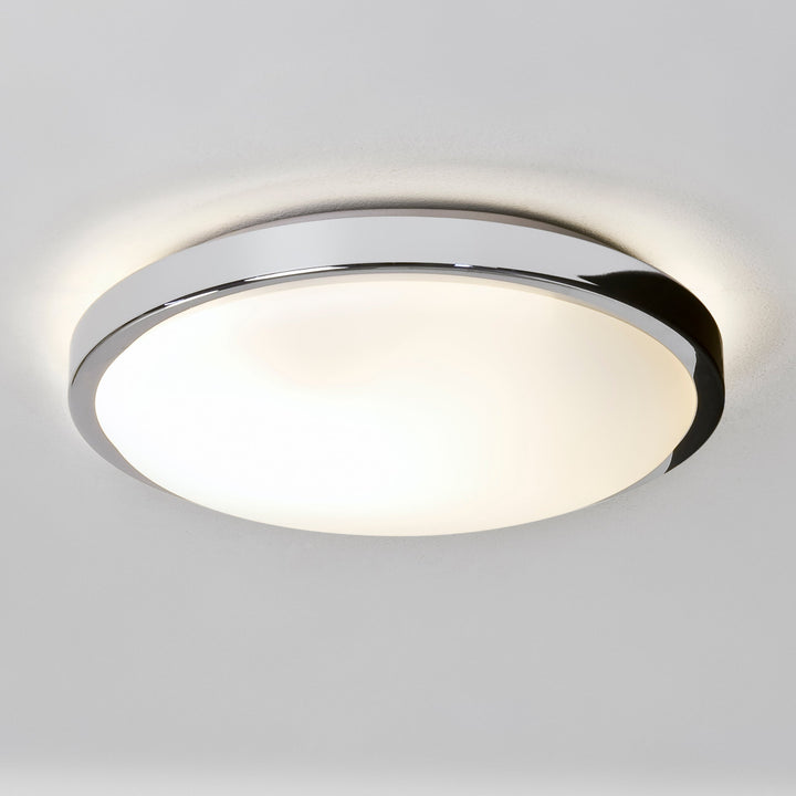 Astro Denia Ceiling Light polished chrome with opal glass diffuser, 250 mm diameter