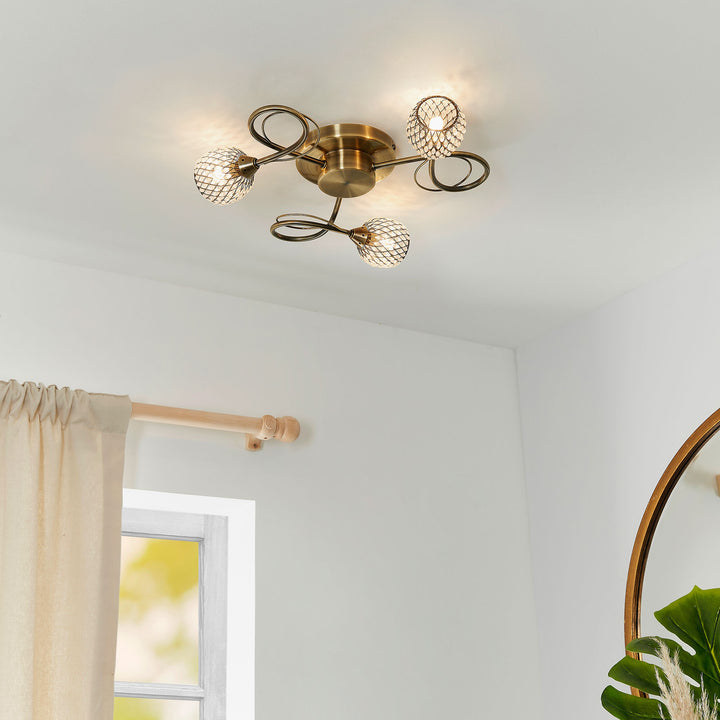 Aherne 3lt semi flush Brass