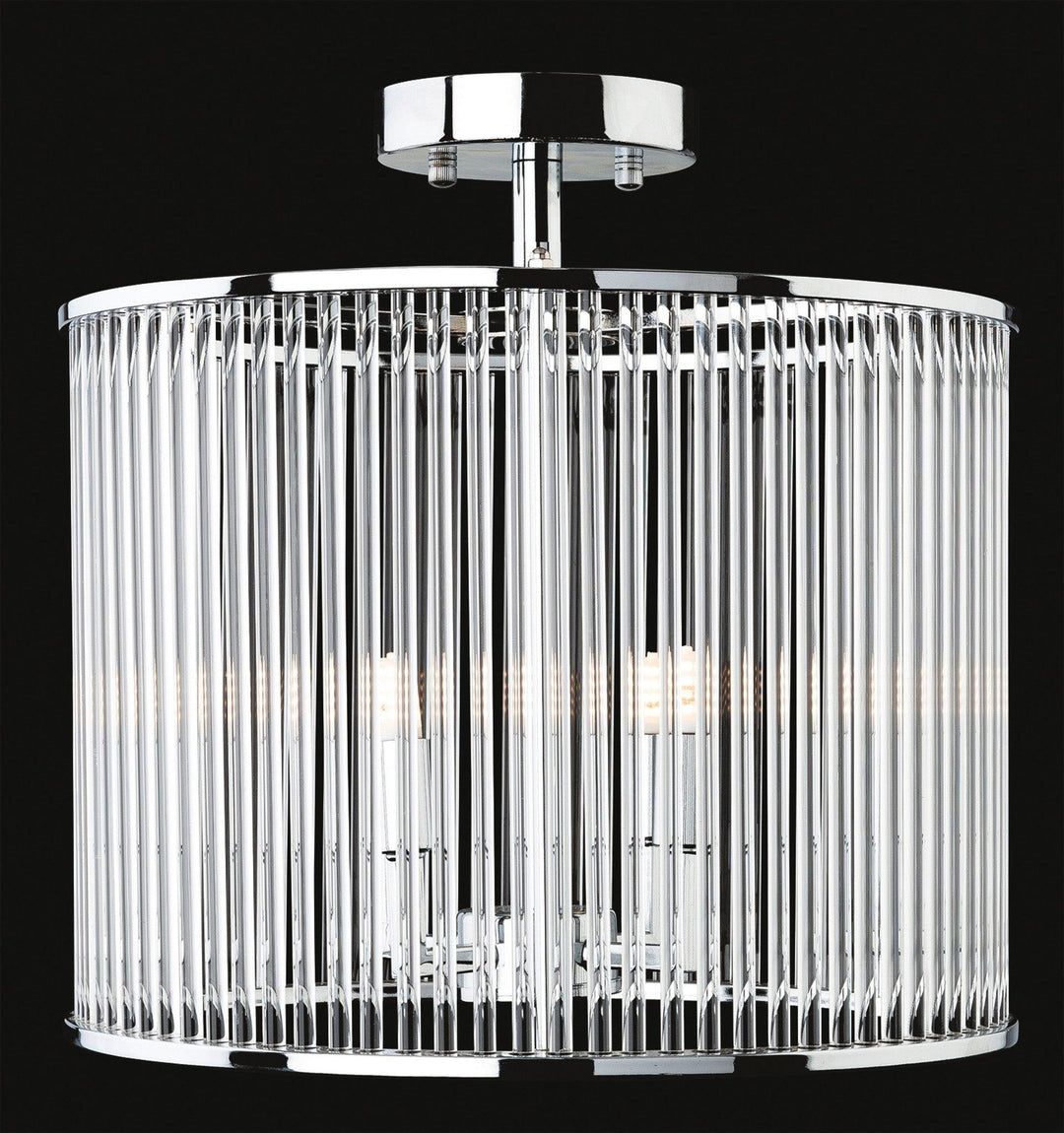 Rialto Semi Flush - Round Chrome with Clear Glass Rods - Prisma Lighting