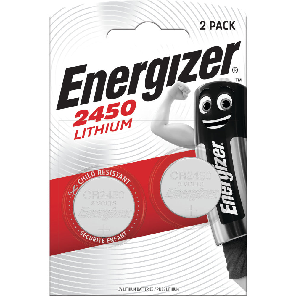 Energizer CR2450 3V lithium coin cell batteries Ð 2 pack