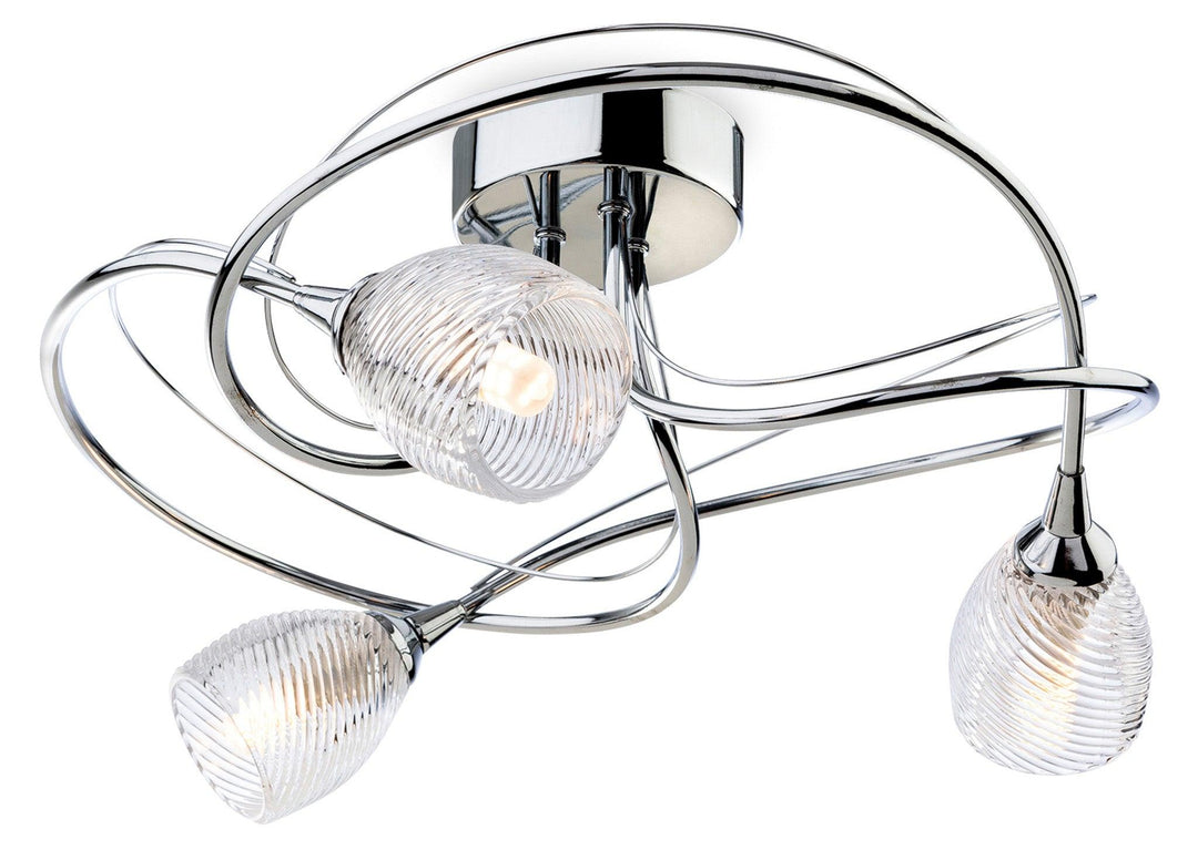 Henley 3 Light Flush Fitting Chrome with Clear Decorative Glass - Prisma Lighting