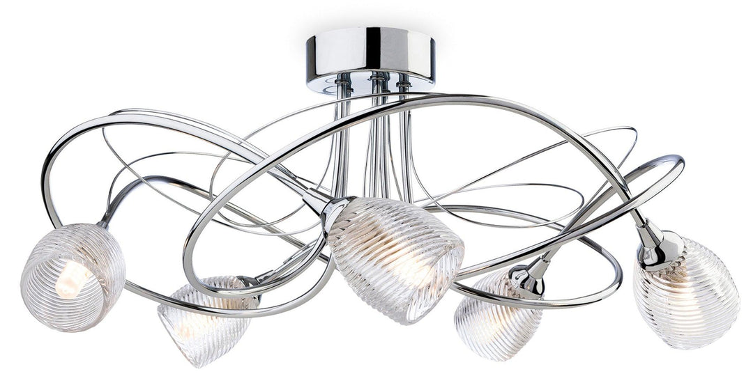 Henley 5 Light Flush Fitting Chrome with Clear Decorative Glass - Prisma Lighting