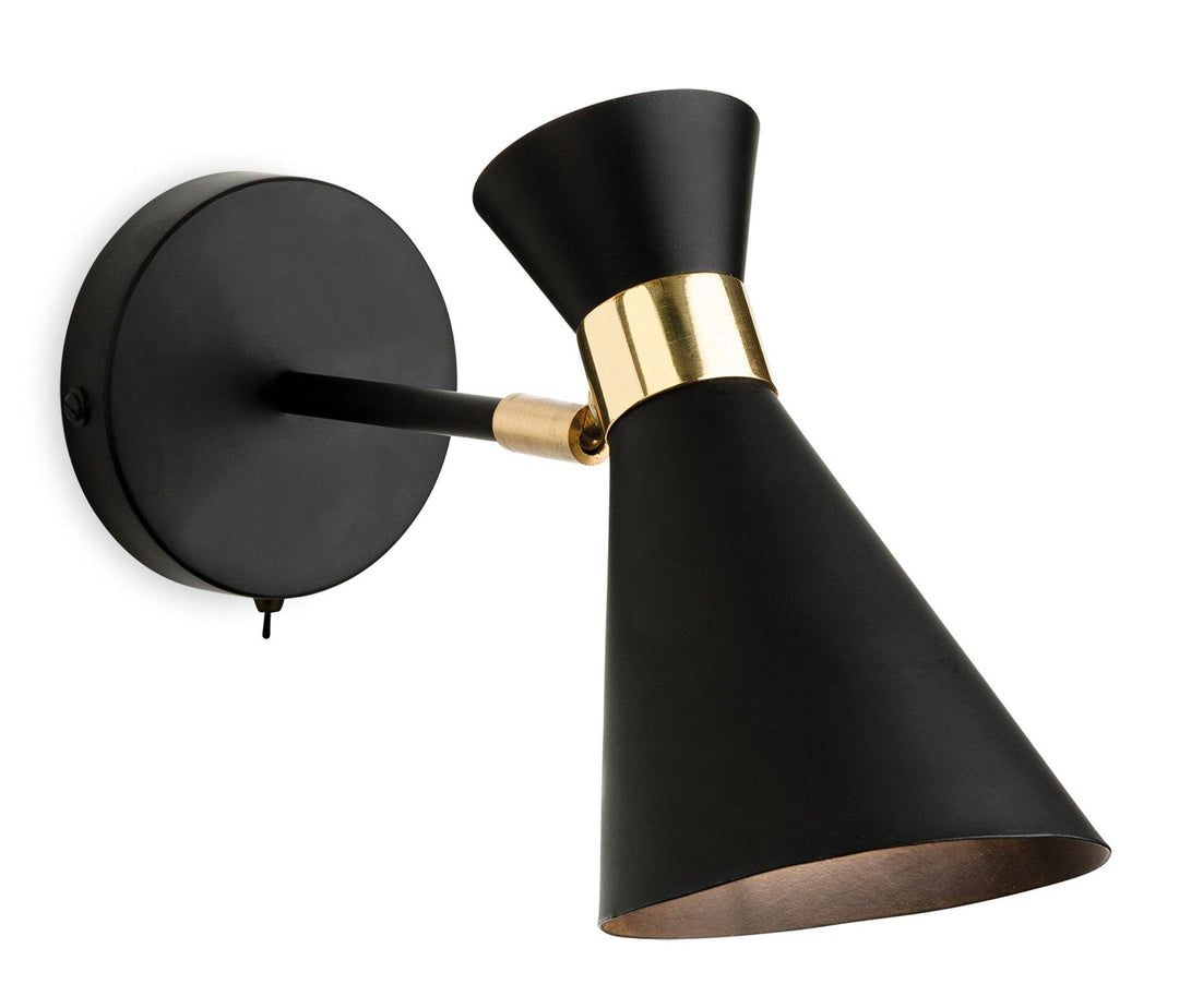 Ohio Wall Light (Switched) Black with Brass - Prisma Lighting