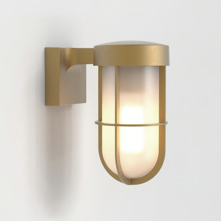 Astro Cabin Wall Frosted Wall Light in Antique Brass and Bronze with frosted glass diffuser