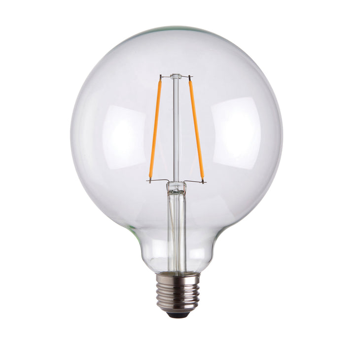 E27 LED filament globe 125mm dia Clear