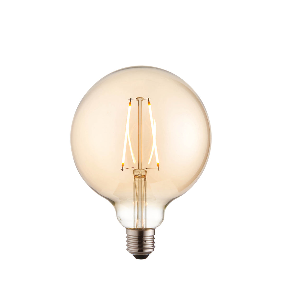 E27 LED filament globe 125mm dia Amber