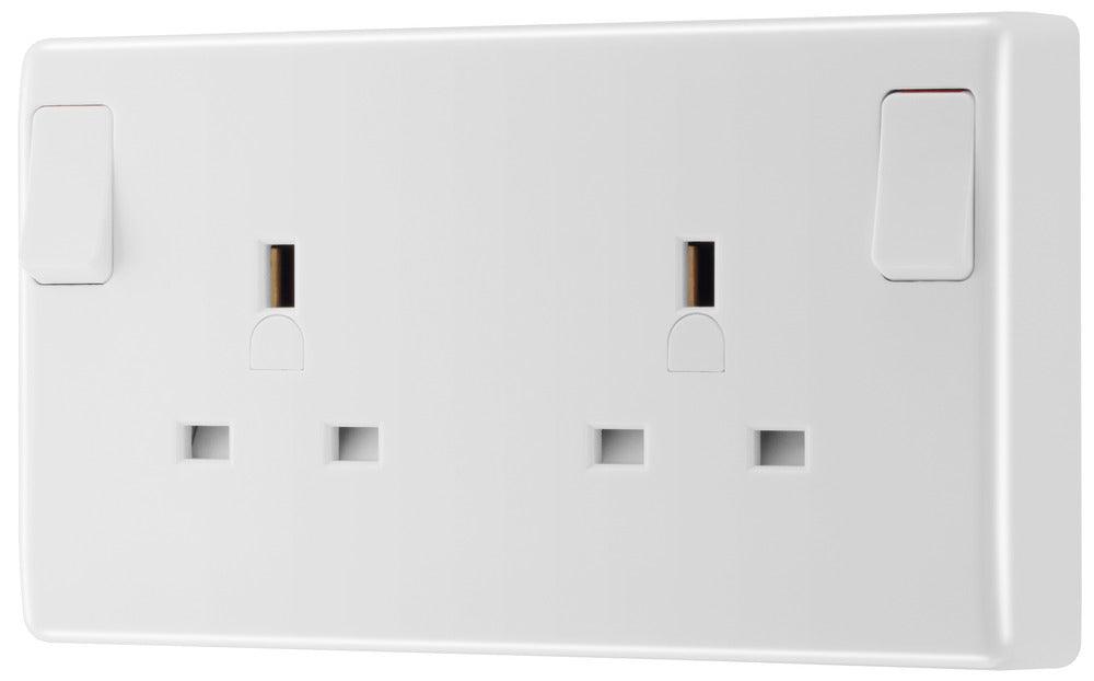 BG Nexus White 13A Single Pole 1-Gang to 2-Gang Converter Switched Socket Outlet 822CON
