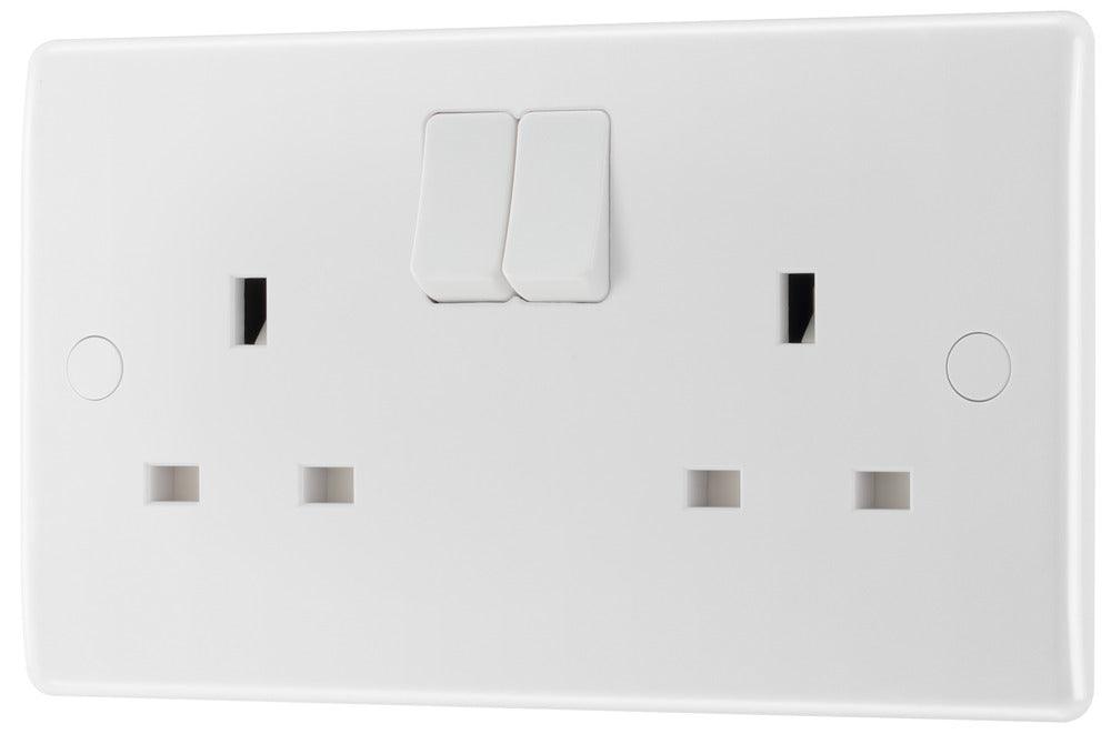 BG Nexus White 13A Double Pole 2-Gang Switched Socket 822DP-01