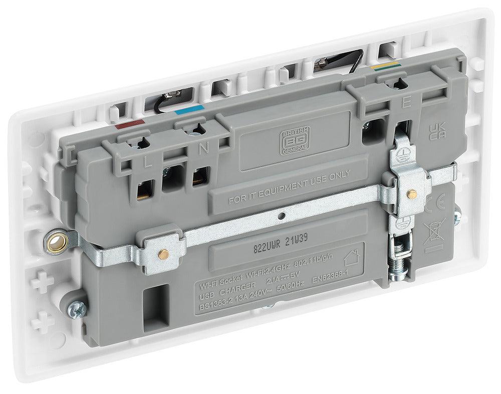 800 Series 13A 2-Gang Socket with Wi-Fi and USB Ports (2.1A) - Prisma Lighting