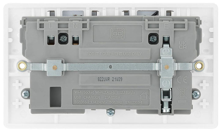 800 Series 13A 2-Gang Socket with Wi-Fi and USB Ports (2.1A) - Prisma Lighting