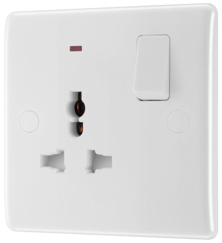 BG 800 Series 1-Gang Switched Unswitched Socket with Neon 827l-01