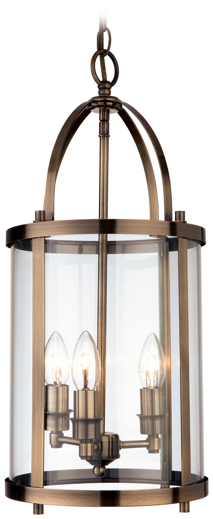 Imperial Round Lantern - 3 Light Antique Brass - Prisma Lighting