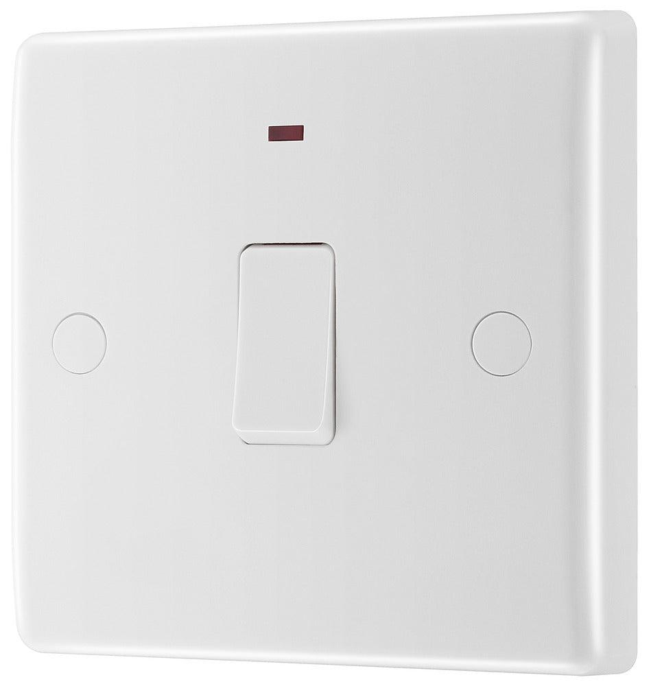 BG Nexus White 20A & 32A Double Pole Switch, 20A with Indicator and Flex Outlet 833