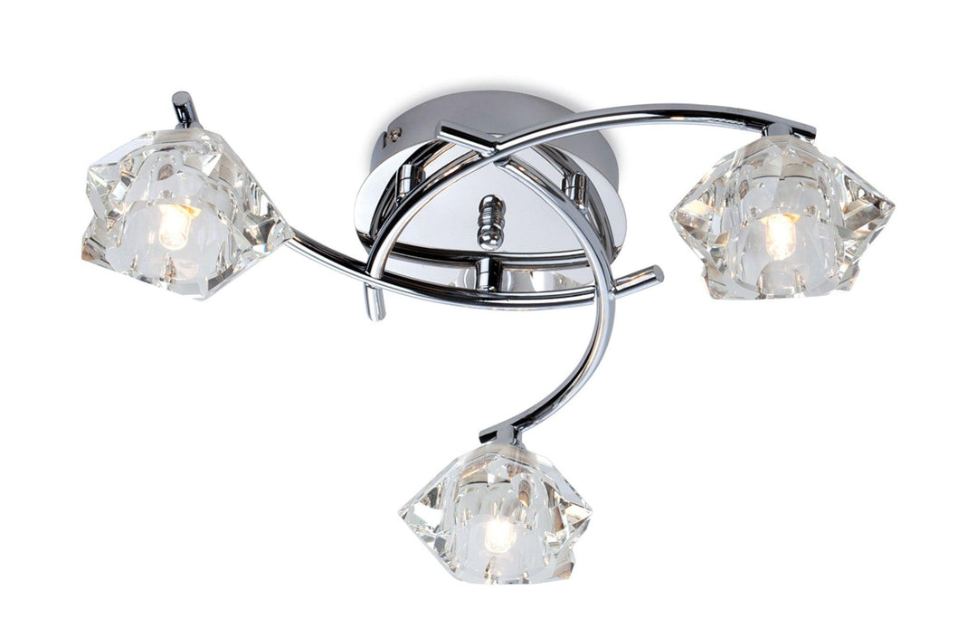 Clara 3 Light Flush Fitting Chrome with Clear Glass - Prisma Lighting