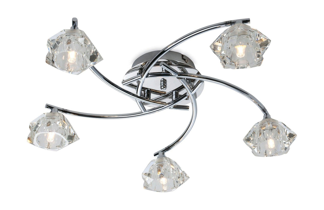 Clara 5 Light Flush Fitting Chrome with Clear Glass - Prisma Lighting