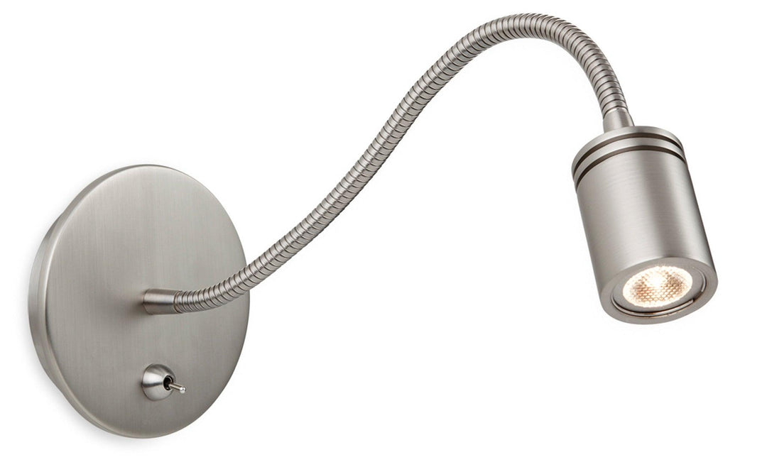 Ritz LED Flexi Wall Light -Switched Brushed Nickel - Prisma Lighting