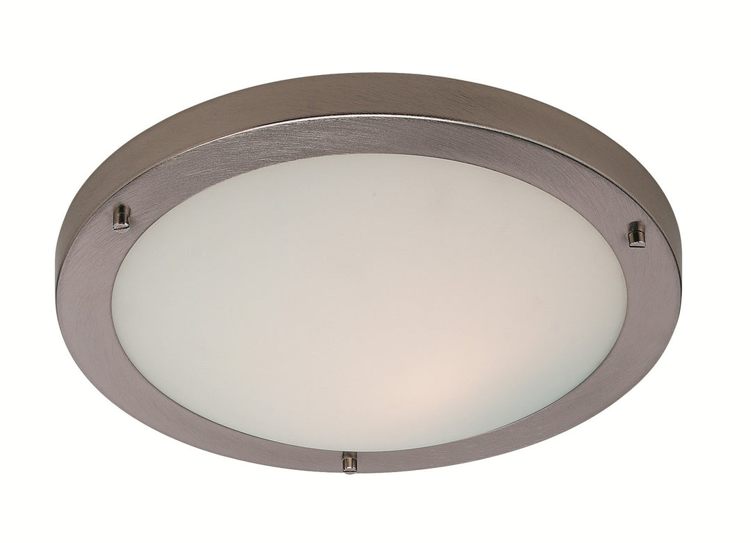 Rondo LED Flush Fitting Brushed Steel with Opal Glass