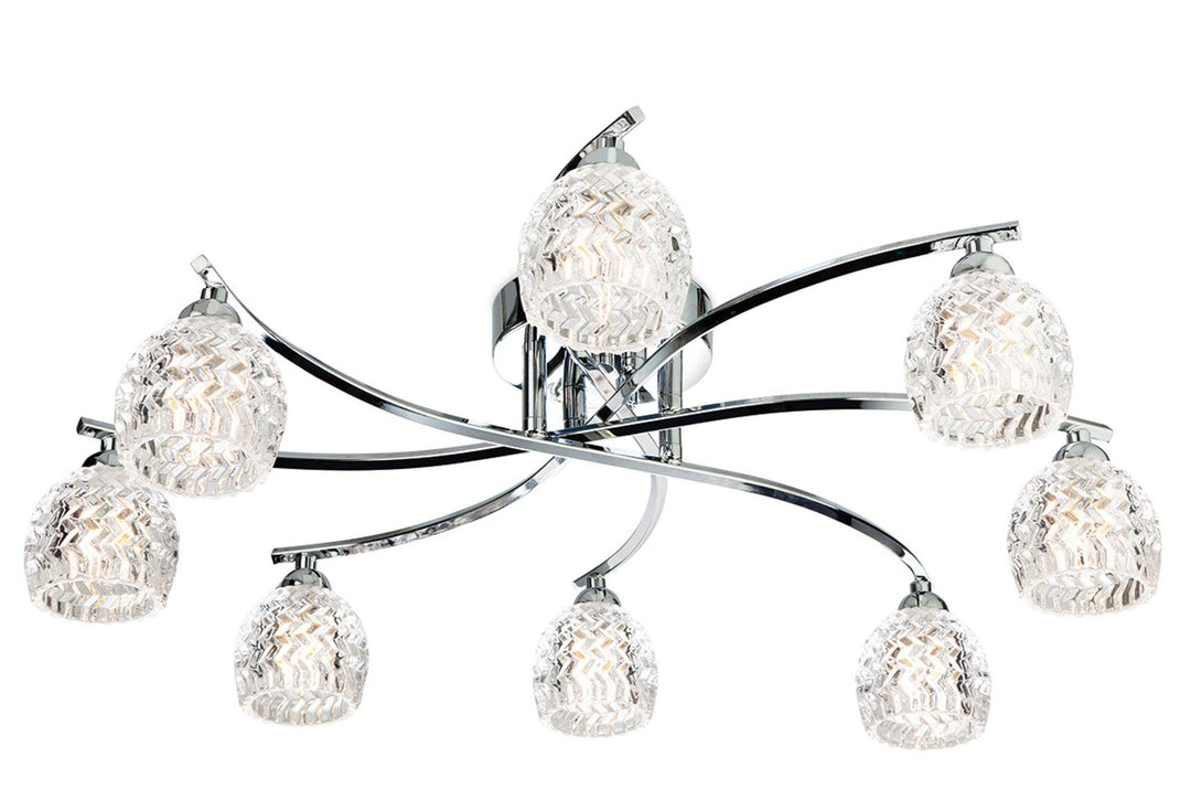 Maple 8 Light Flush Fitting Chrome with Moulded Clear Glass - Prisma Lighting