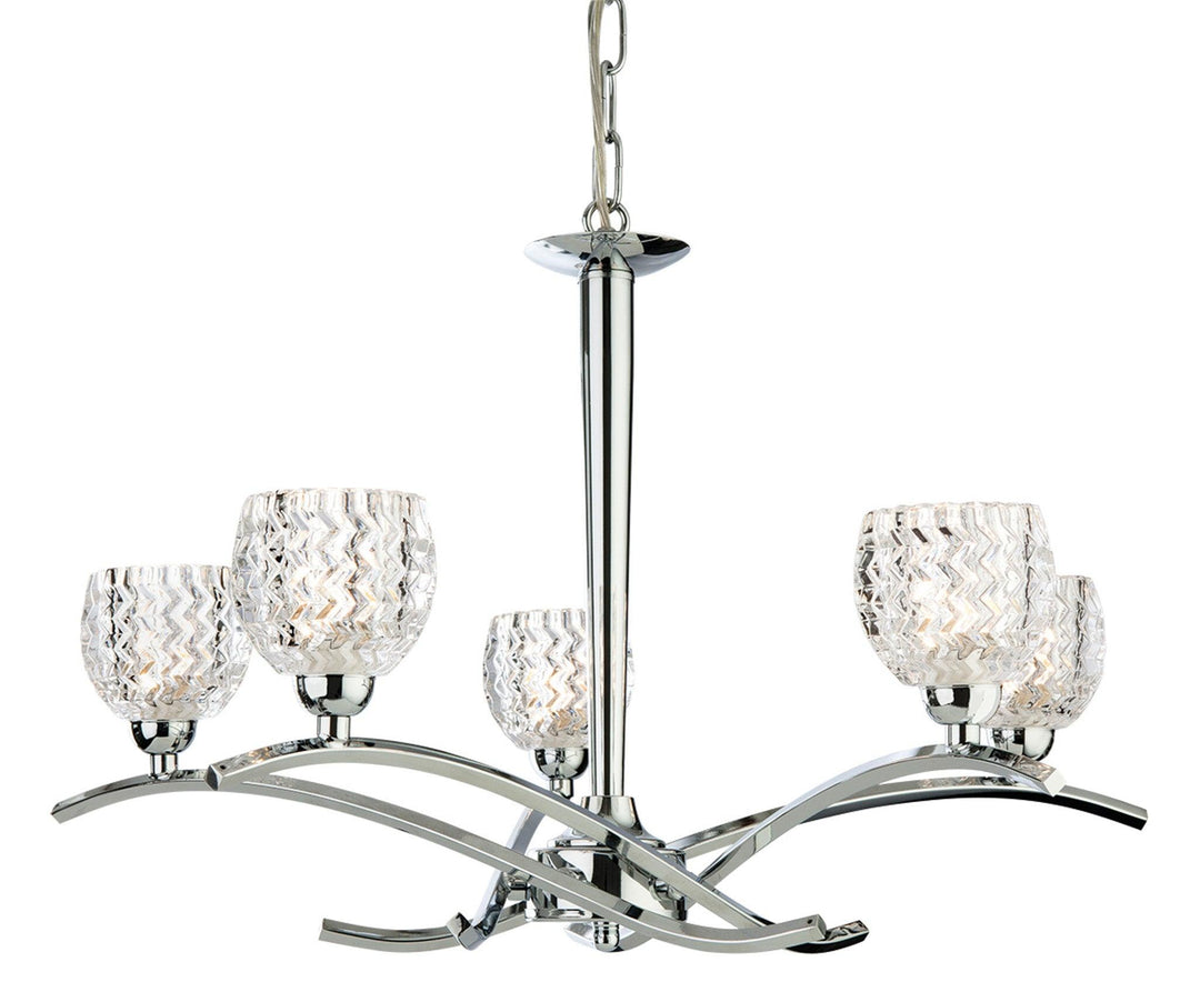 Maple 5 Light Fitting Chrome with Moulded Clear Glass - Prisma Lighting