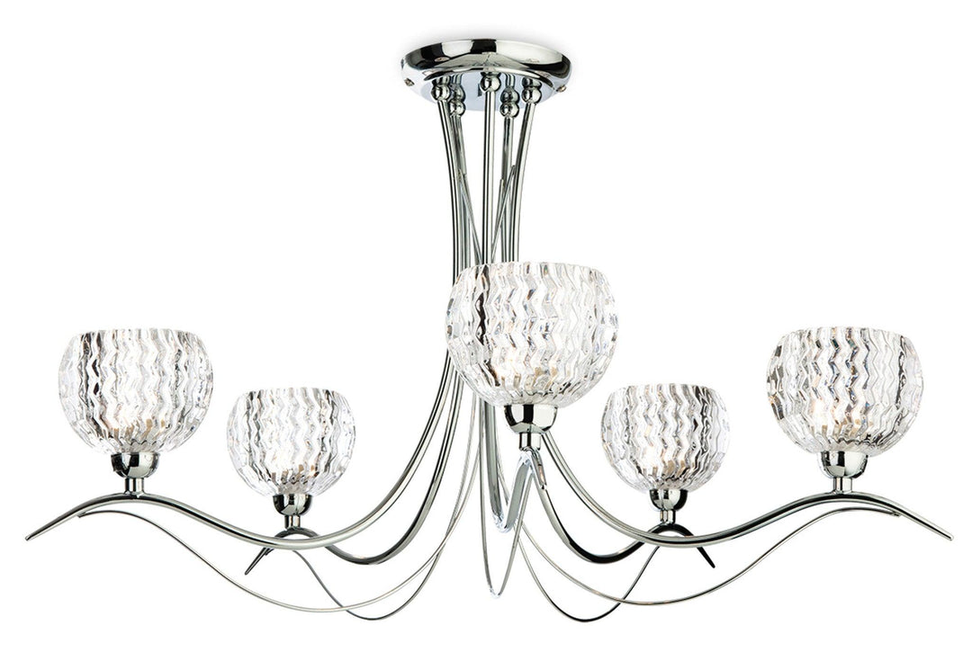 Blanche 5 Light Flush Fitting Chrome with Moulded Clear Glass - Prisma Lighting