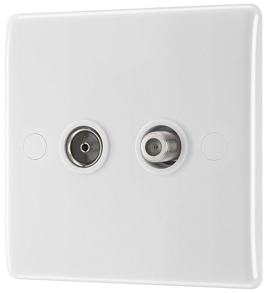 800 Series 2-Gang Satellite and Coaxial Aerial Socket - Prisma Lighting